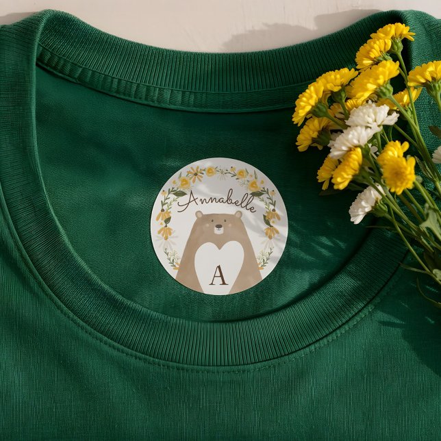 Süßes Honey Bee & Bear Watercolor Wildblume Etiketten (Sweet Honey Bee & Bear Watercolor Wildflower Labels)