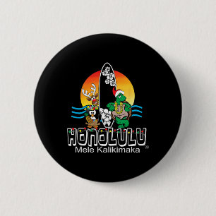 Süßes Honolulu Oahu Hawaii Insel Surfen Weihnachte Button