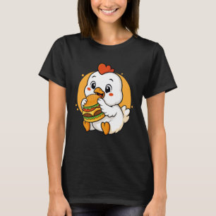 Süßes Huhn isst Burger Lustiges Kawaii-Tier Essen T-Shirt