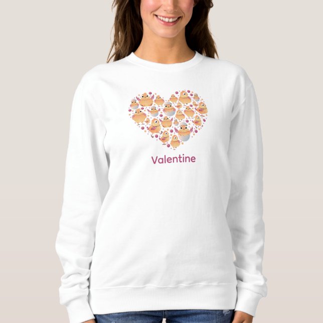 Süßes Hühnerherz Valentinstag Sweatshirt (Vorderseite)