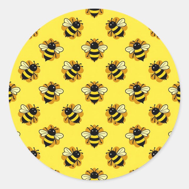 Süßes Hummel-Sommer-Muster Runder Aufkleber (Vorderseite)