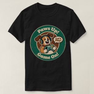 Süßes Hund-Gamer "Paws Up! Game On!" Design T-Shirt