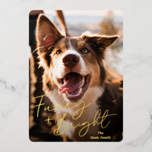 Süßes Hunde-Foto modernes Weihnachten Folien Feiertagskarte