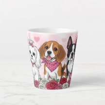 Süßes Hunde-Trio Rosen Haustierliebhaber
