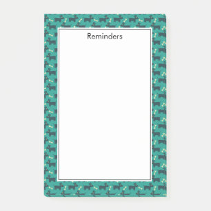 Süßes Hundemuster mit Knochen auf grünem Hintergru Post-it Klebezettel