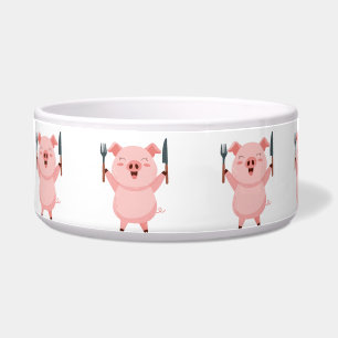 Süßes hungriges Schweinchen  Napf