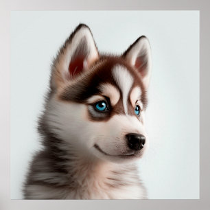 Süßes Husky-Welpen-Hund-Porträtposter Poster