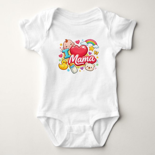 Süßes 'Ich liebe Mama' Baby-Design Baby Strampler (Vorderseite)