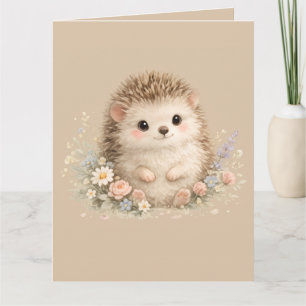 Süßes Igel Cottagecore Blumen-Geschenk Karte