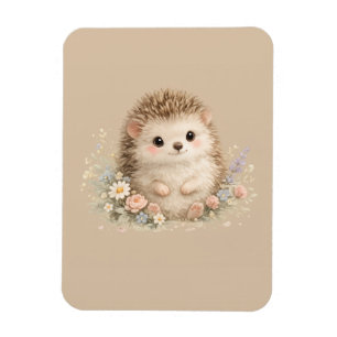 Süßes Igel Cottagecore Blumen-Geschenk Magnet
