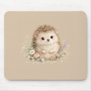 Süßes Igel-Häuschen-Cottagecore-Florales Geschenk Mousepad