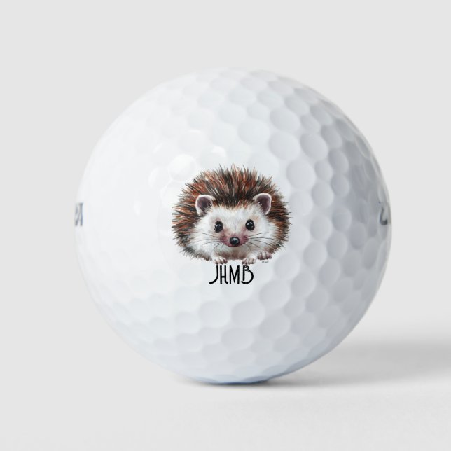 Süßes Igel-Tier-Monogramm-Kunstwerk Golfball (Vorderseite)