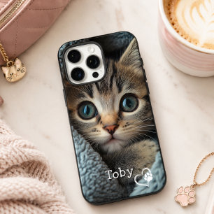 Süßes individuelles Kitten-Foto & Name mit Herzpfo iPhone 16 Pro Max Hülle