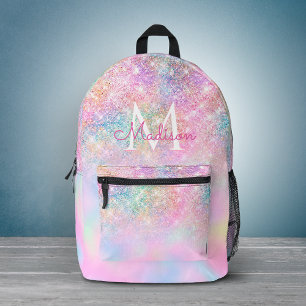 Süßes, irisierendes Einhorn-Ombre-Glitter-Monogram Bedruckter Rucksack