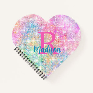 Süßes irisierendes Einhorn rosa falscher Glitter M Notizbuch
