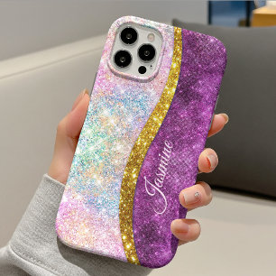 Süßes, irisierendes Fuchsia-Gold-Kunst-Glitter-Mon Case-Mate iPhone 14 Hülle