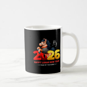 Süßes Jahr des Pferdes -schwarzer Spaß glückliches Kaffeetasse
