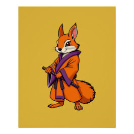 Süßes japanisches Samurai-Eichhörnchen Poster