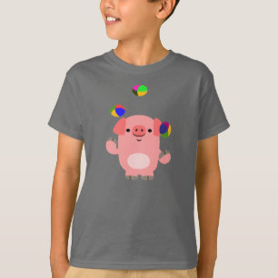 Süßes Jonglierendes Cartoon-Schwein Kinder T-Shirt