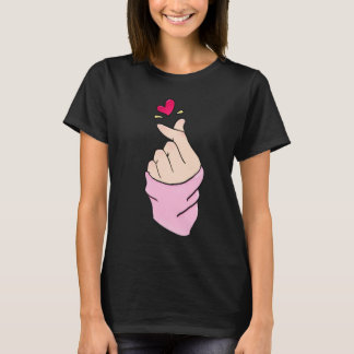 Süßes K-Pop-Finger-Herz-Minimalistisches Grafik-T- T-Shirt