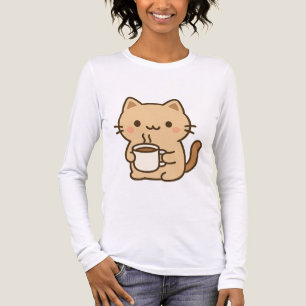 Süßes Kaffee-Katze Kawaii Cozy Ästhetik-Design Tri-Blend Shirt