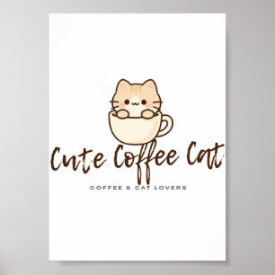 Süßes Kaffee-Katzen-Poster – Lustiges Wandbild für Poster