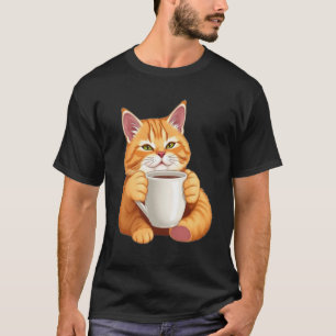 Süßes Kaffee-Liebhaber-Katze T-Shirt – Lustige Kat