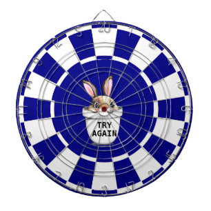 Süßes Kaninchen auf Navy Blau und Weiß Dart Board Dartscheibe