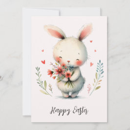 Süßes Kaninchen & Blüten – Osterfreude Karte