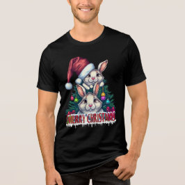 Süßes Kaninchen Frohe Weihnachten – Feiertags-Hase Tri-Blend Shirt