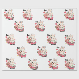 Süßes Kaninchen für dich rosa Blumen Herzen Gesche Geschenkpapier