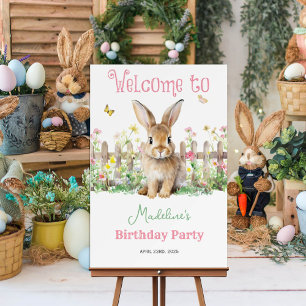 Süßes Kaninchen-Garten *Willkommensschild Poster N