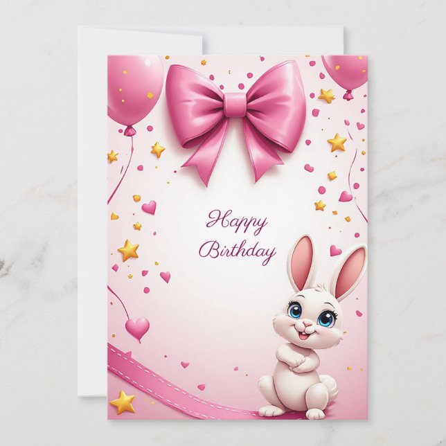 Süßes Kaninchen-Geburtstagsfeier 🐰 Einladung (Vorderseite)