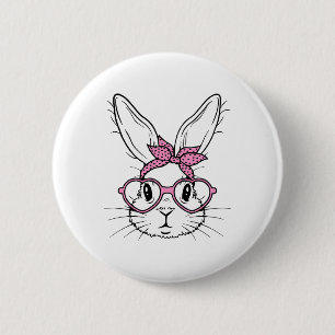 Süßes Kaninchen-Gesicht mit Byndana-Herz-Glas Leic Button