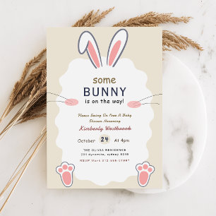 Süßes Kaninchen-Häschen auf dem Weg zur Babyparty Einladung