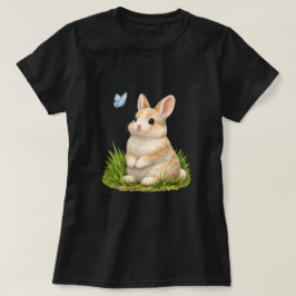 Süßes Kaninchen-Häschen mit Schmetterling-Natur-Gr T-Shirt