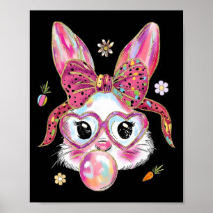 Süßes Kaninchen-Hasen-Gesicht Frohen Ostertag Frau Poster
