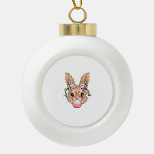 Süßes Kaninchen-Hasen-Gesicht Leopard-Brille Mädch Keramik Kugel-Ornament