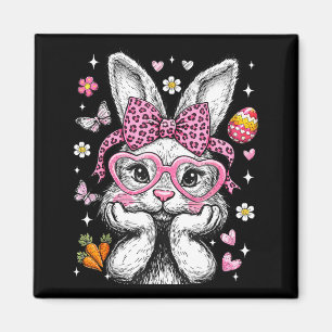 Süßes Kaninchen-Hasen-Gesicht Leopard Coquette Sch Magnet