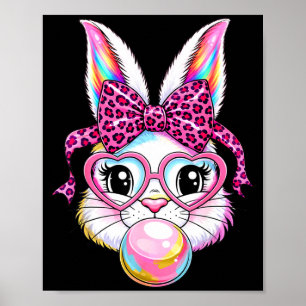 Süßes Kaninchen-Hasen-Gesicht Leopard Coquette Sch Poster