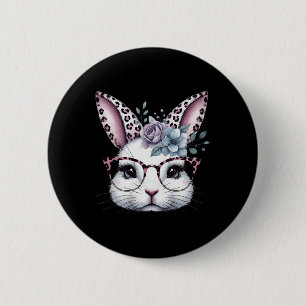 Süßes Kaninchen-Hasen-Gesicht Mädchen Frohen Oster Button