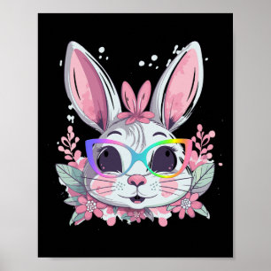 Süßes Kaninchen-Hasen-Gesicht-Tie-Dye-Gles-Mädchen Poster