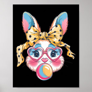 Süßes Kaninchen-Hasen-Gesicht-Tie-Dye-Gles-Mädchen Poster