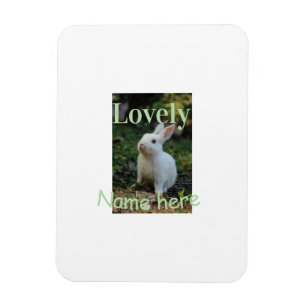 Süßes Kaninchen-Haustier-Foto Name grün Pastell Magnet
