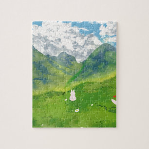 Süßes Kaninchen im Mountain View Puzzle