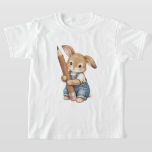 Süßes Kaninchen mit Bleistift Zurück zur Schule Ki T-Shirt