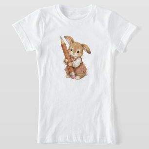 Süßes Kaninchen mit Bleistift Zurück zur Schule Mä T-Shirt