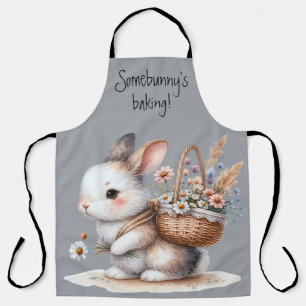 Süßes Kaninchen mit Blumen Aquarell-Kunst Schürze