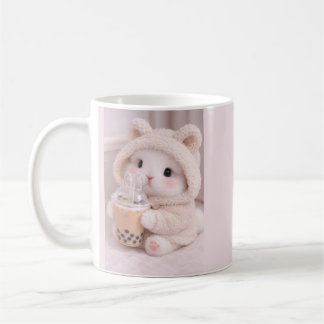 Süßes Kaninchen mit Boba-Tee Keramik-Tasse | Kaffeetasse
