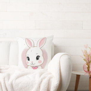 Süßes Kaninchen mit Herz   Romantisches Design Kissen